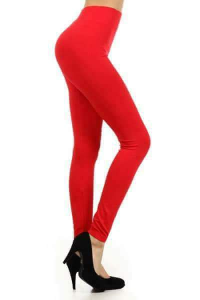 One Size Solid Red Leggings (transparent)