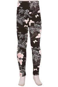 Kids Pink Butterfly & Floral Print on Black Background