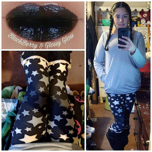 One Size Grayscale Ombre Starry Leggings