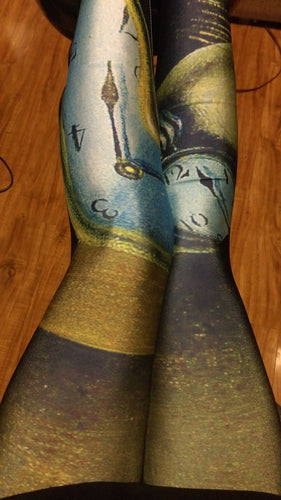 Screen Printed Melting Clock Leggings