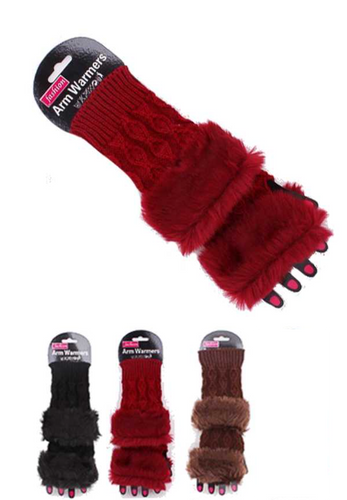 Faux Fur Fingerless Arm Warmers Various Colors - Socks n Stuff