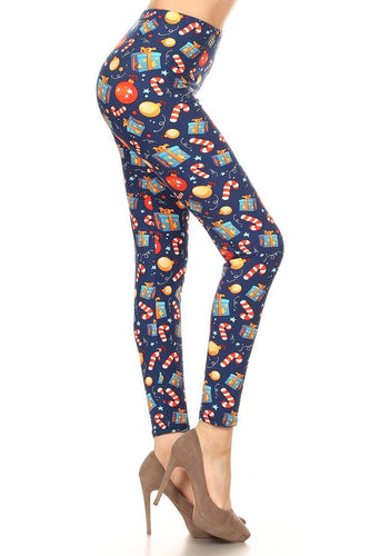 One Size Holiday Ornament, Present & Candy Cane Leggings