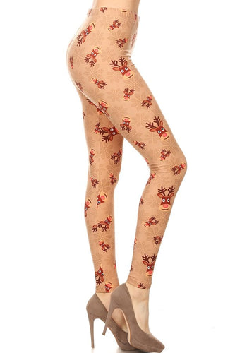 One Size Reindeer Print on Brown Background