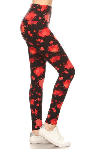 One Size Red Splatter Print Leggings