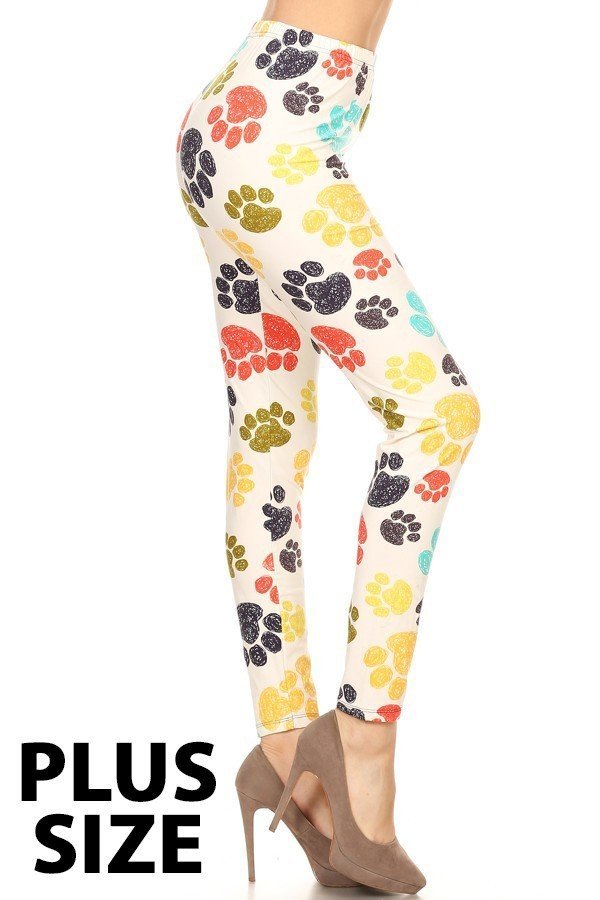 Plus Size Colorful Paws on Cream Background