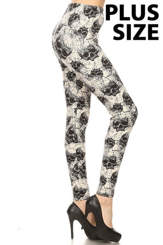 Plus Size Stone Skull Print Leggings
