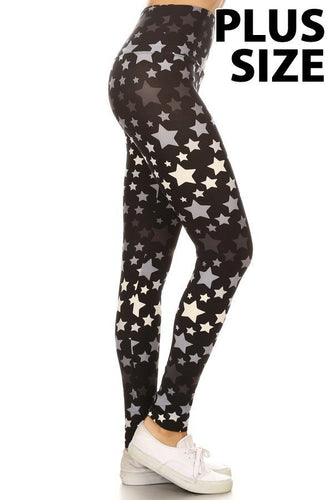 Plus Size Grayscale Ombre Starry leggings