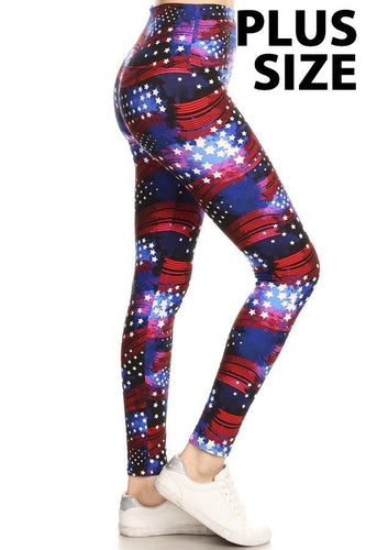 Plus Size Flag Print Leggings