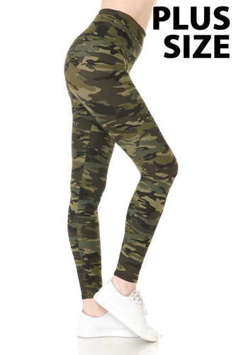 Plus Size Green Camo Leggings