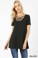 Short Sleeve Caged Front Top - tops